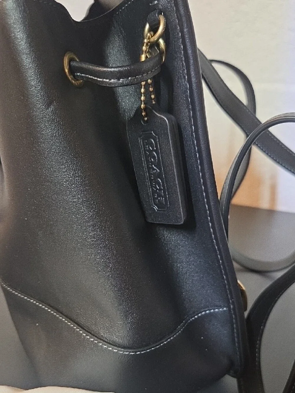 Coach Black Leather Turnkey Backpack with Gold Hardware